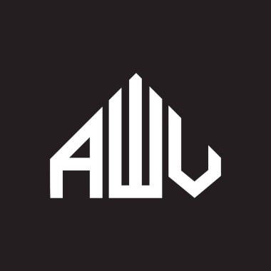 AWV harf logosu tasarımı. AWV monogram harflerin baş harfleri logo kavramı. Siyah arkaplanda AWV harf tasarımı.