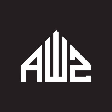 AWZ harf logosu tasarımı. AWZ monogram harflerin baş harfleri logo kavramı. Siyah arkaplanda AWZ harf tasarımı.