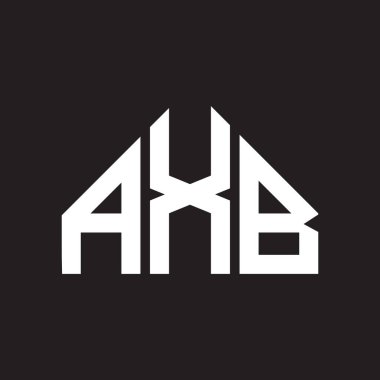 AXB harfli logo tasarımı. AXB monogram harflerin baş harfleri logo kavramı. Siyah arkaplanda AXB harf tasarımı.