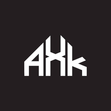 AXK harf logosu tasarımı. AXK monogram harflerin baş harfleri logo kavramı. Siyah arkaplanda AXK harf tasarımı.