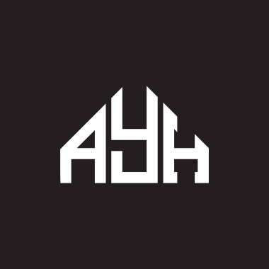 AYH harf logosu tasarımı. AYH monogram harflerin baş harfleri logo kavramı. Siyah arkaplanda AYH harf tasarımı.