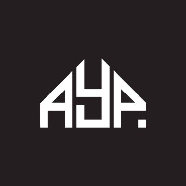 AYP harf logosu tasarımı. AYP monogram harflerin baş harfleri logo kavramı. Siyah arkaplanda AYP harf tasarımı.