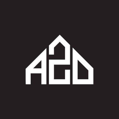 AZO harf logosu tasarımı. AZO monogram harflerin baş harfleri logo kavramı. Siyah arkaplanda AZO harf tasarımı.