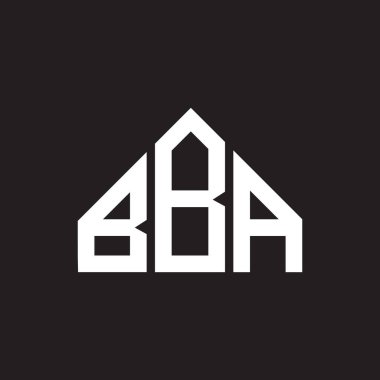 BBA harfli logo tasarımı. BBA başharflerinin baş harfleri logo konsepti. Siyah arkaplanda BBA harf tasarımı.