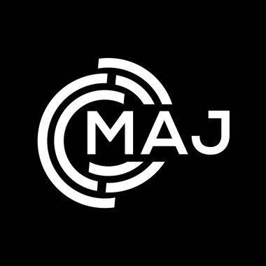 MAJ harf logosu tasarımı. MAJ başharflerinin baş harfleri logo konsepti. Siyah arkaplanda MAJ harf tasarımı.