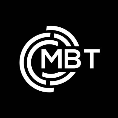 MBT harf logosu tasarımı. MBT başharflerinin baş harfleri logo konsepti. Siyah arkaplanda MBT harf tasarımı.