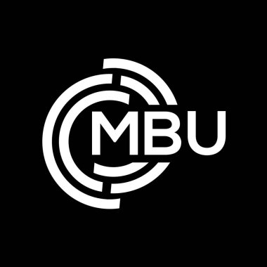 MBU harf logosu tasarımı. MBU monogram harflerin baş harfleri logo kavramı. Siyah arkaplanda MBU harf tasarımı.