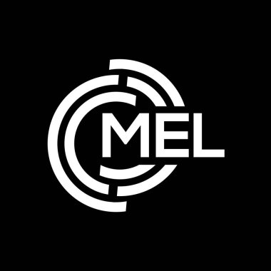 MEL harf logosu tasarımı. MEL monogram harflerin baş harfleri logo kavramı. Siyah arkaplanda MEL harf tasarımı.