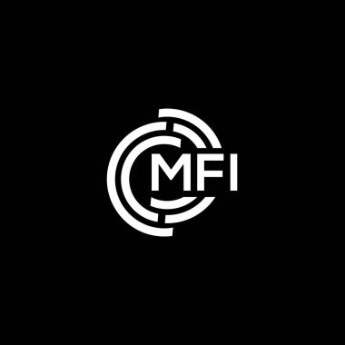 MFI harf logosu tasarımı. MFI monogram harflerin baş harfleri logo kavramı. Siyah arkaplanda MFI harf tasarımı.