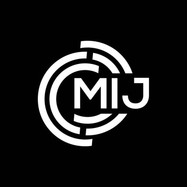MIJ mektup logosu tasarımı. MIJ baş harfleri logo konsepti. Siyah arkaplanda MIJ harf tasarımı.