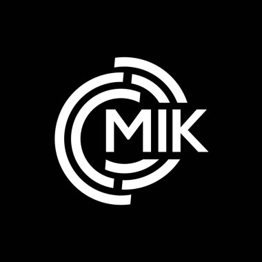MIK mektup logosu tasarımı. MIK başharflerinin baş harfleri logo konsepti. Siyah arkaplanda MIK harf tasarımı.
