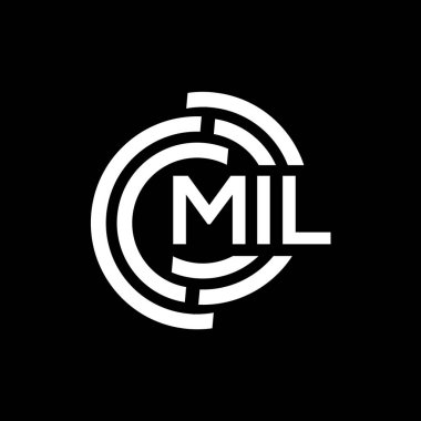 MIL mektup logosu tasarımı. MIL başharflerinin baş harfleri logo konsepti. Siyah arkaplanda MIL harf tasarımı.