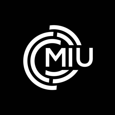 MIU mektup logosu tasarımı. MIU monogram harflerin baş harflerinin logosu. MIU harf dizaynı siyah arkaplan.