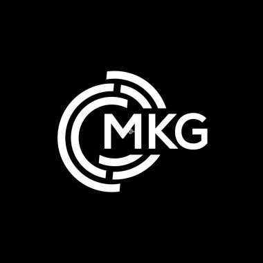 MKG harf logosu tasarımı. MKG monogram harflerin baş harfleri logo kavramı. Siyah arkaplanda MKG harf tasarımı.