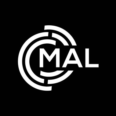 MAL mektup logosu tasarımı. MAL monogram harflerin baş harfleri logo kavramı. Siyah arkaplanda MAL harf tasarımı.