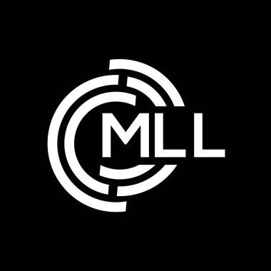 Moll harfli logo tasarımı. MLL monogram harflerin baş harfleri logo kavramı. Siyah arkaplanda MLL harf tasarımı.
