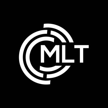MLT harf logosu tasarımı. MLT başharflerin baş harfleri logo konsepti. Siyah arkaplanda MLT harf tasarımı.