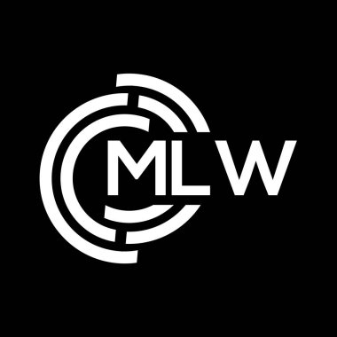 MLW harfli logo tasarımı. MLW monogram harflerin baş harfleri logo kavramı. Siyah arkaplanda MLW harf tasarımı.