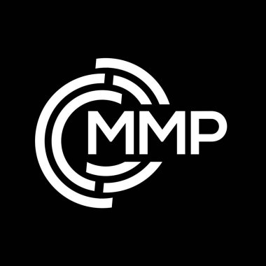 MMP harfli logo tasarımı. MMP başharflerinin baş harfleri logo konsepti. Siyah arkaplanda MMP harf tasarımı.