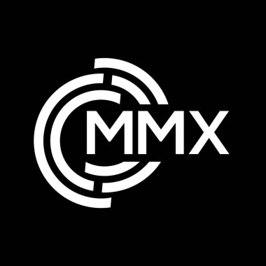 MMX harfli logo tasarımı. MMX monogram harflerin baş harfleri logo kavramı. Siyah arkaplanda MMX harf tasarımı.