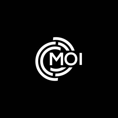 MOI harf logosu tasarımı. Mol monogram harflerin baş harfleri logo konsepti. Siyah arkaplanda MOI harf tasarımı.