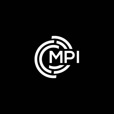 MPI harf logosu tasarımı. MPI monogram harflerin baş harfleri logo kavramı. MPI harf tasarımı siyah arkaplan.