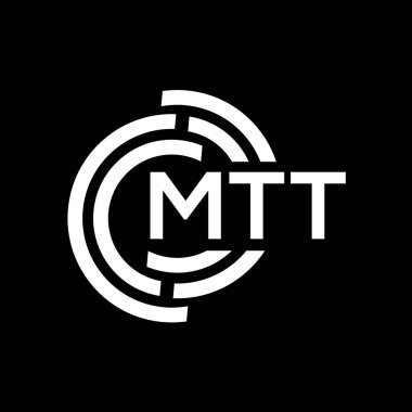 MTT harf logosu tasarımı. MTT başharflerinin baş harfleri logo konsepti. Siyah arkaplanda MTT harf tasarımı.