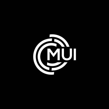 MUI harf logosu tasarımı. MUI monogram harflerin baş harfleri logo kavramı. Siyah arkaplanda MUI harf tasarımı.