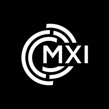 MXI harf logosu tasarımı. MXI monogram harflerin baş harfleri logo kavramı. Siyah arkaplanda MXI harf tasarımı.