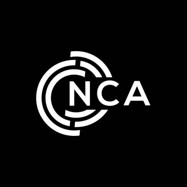 NCA mektup logosu tasarımı. NCA baş harfleri logo konsepti. Siyah arkaplanda NCA harf tasarımı.