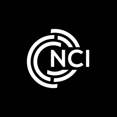 NCI harf logosu tasarımı. NCI monogram harflerin baş harfleri logo kavramı. Siyah arkaplanda NCI harf tasarımı.