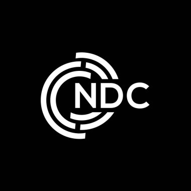 NDC mektup logosu tasarımı. NDC başharflerinin baş harfleri logo konsepti. Siyah arkaplanda NDC harf tasarımı.