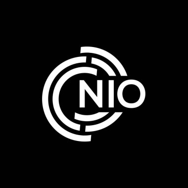 NIO harf logosu tasarımı. NIO baş harfleri logo konsepti. Siyah arkaplanda NIO harf tasarımı.