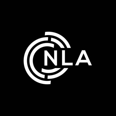 NLA mektup logosu tasarımı. NLA baş harfleri logo konsepti. Siyah arkaplanda NLA harf tasarımı.