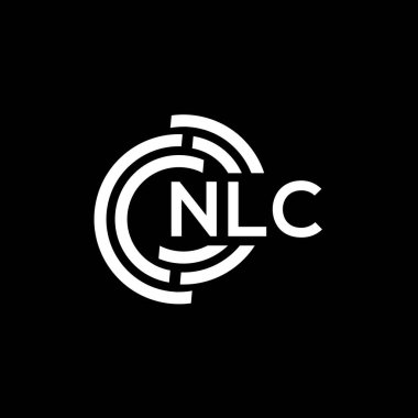 NLC mektup logosu tasarımı. NLC monogram harflerin baş harflerinin logosu. Siyah arkaplanda NLC harf tasarımı.