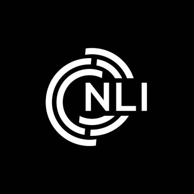 NLI harfli logo tasarımı. NLI monogram harflerin baş harfleri logo kavramı. Siyah arkaplanda NLI harf tasarımı.