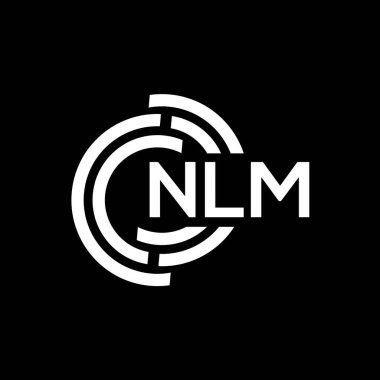 NLM mektup logosu tasarımı. NLM monogram harflerin baş harfleri logo kavramı. Siyah arkaplanda NLM harf tasarımı.