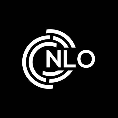 NLO harf logosu tasarımı. NLO monogram harflerin baş harfleri logo kavramı. Siyah arkaplanda NLO harf tasarımı.