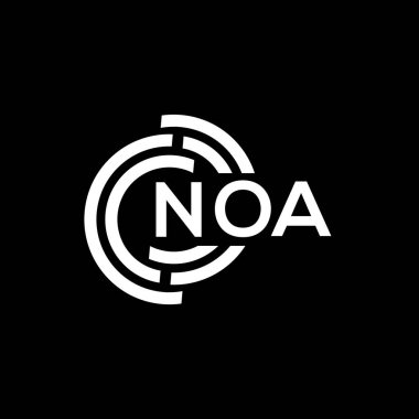 NOA mektup logosu tasarımı. NOA baş harfleri logo konsepti. Siyah arkaplanda NOA harf tasarımı.