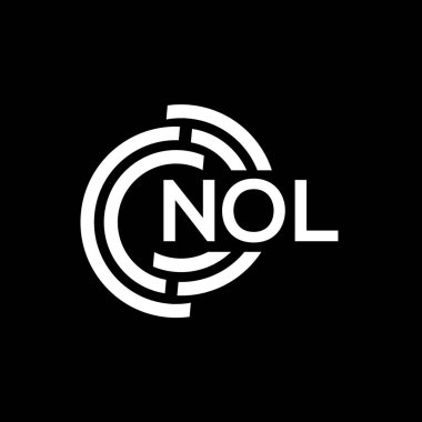 NOL harf logosu tasarımı. NOL başharflerinin baş harfleri logo konsepti. Siyah arkaplanda NOL harf tasarımı.