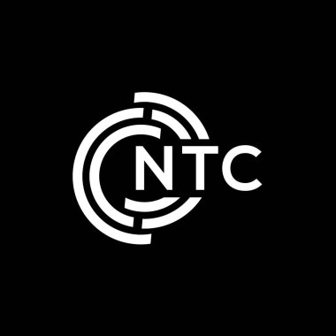 NTC mektup logosu tasarımı. NTC monogram harflerin baş harflerinin logosu. Siyah arkaplanda NTC harf tasarımı.