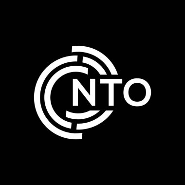 NTO mektup logosu tasarımı. NTO monogram harflerin baş harfleri logo kavramı. Siyah arkaplanda NTO harf tasarımı.