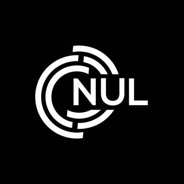 NUL harf logosu tasarımı. NUL başharflerinin baş harfleri logo konsepti. Siyah arkaplanda NUL harf tasarımı.
