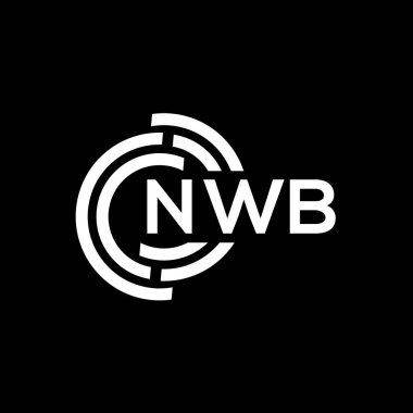 NWB harfi logo tasarımı. NWB baş harflerinin baş harfleri logo konsepti. Siyah arkaplanda NWB harf tasarımı.