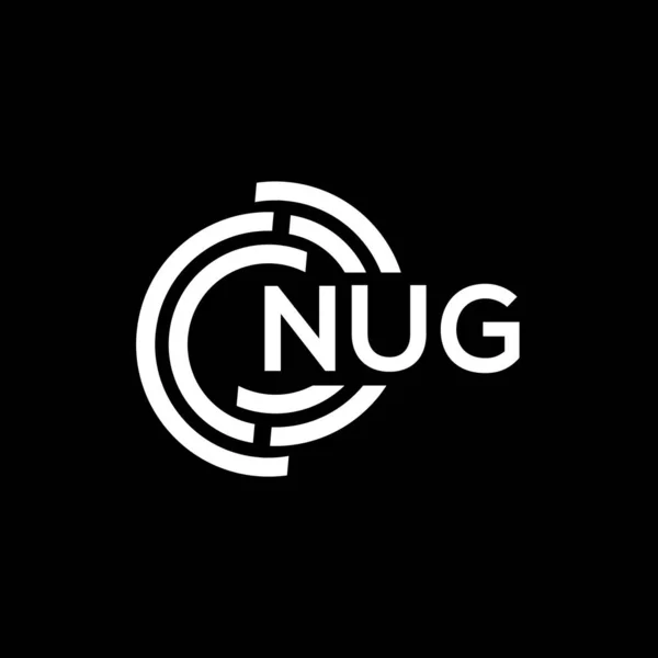 Nugレターロゴデザイン Nugモノグラムイニシャルレターロゴコンセプト 黒を基調としたNugの文字デザイン — ストックベクタ