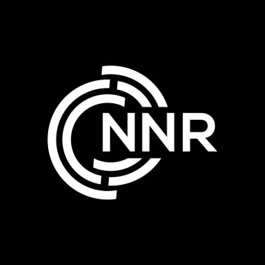 NNR harf logosu tasarımı. NNR monogram harflerin baş harfleri logo kavramı. Siyah arkaplanda NNR harf tasarımı.