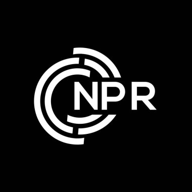 NPR mektup logosu tasarımı. NPR monogram harflerin baş harfleri logo kavramı. Siyah arkaplanda NPR harf tasarımı.