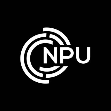 NPU harf logosu tasarımı. NPU monogram harflerin baş harfleri logo kavramı. Siyah arkaplanda NPU harf tasarımı.