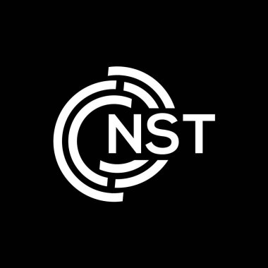 NST harf logosu tasarımı. NST başharflerinin baş harfleri logo konsepti. Siyah arkaplanda NST harf tasarımı.