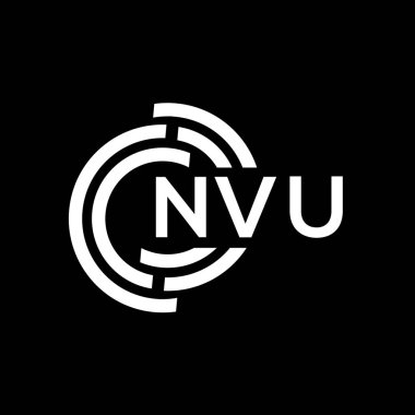 NVU harf logosu tasarımı. NVU monogram harflerin baş harflerinin logosu. Siyah arkaplanda NVU harf tasarımı.